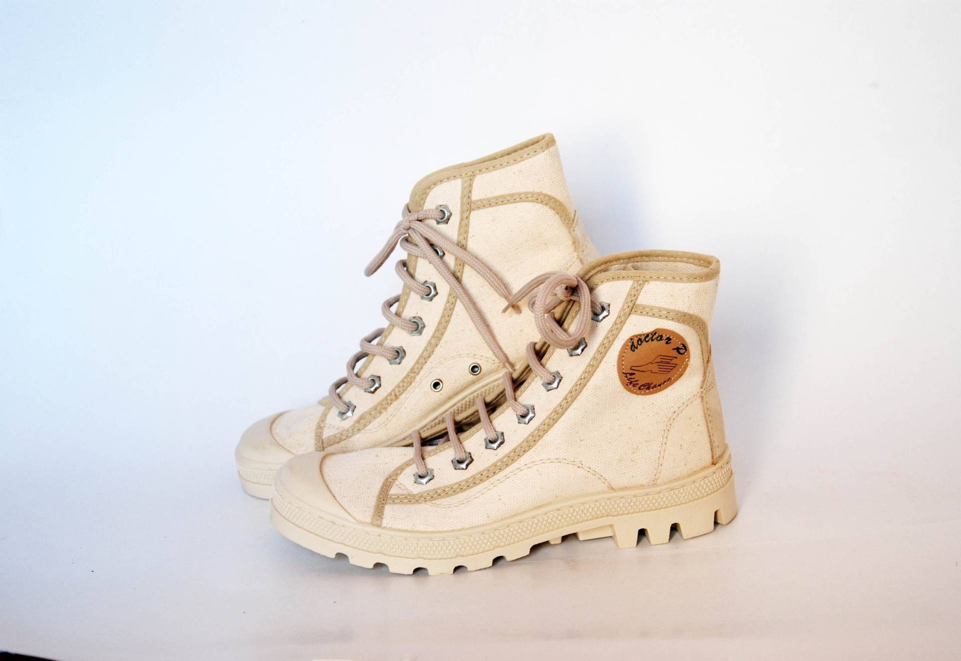 Vintage Schuhe Palladium Ecru Beige Damen Gr 36 Uk 3 Uns 5 Vegan Boots Goth Rock Hi Tops Coachella Laufen Wandern von Teever