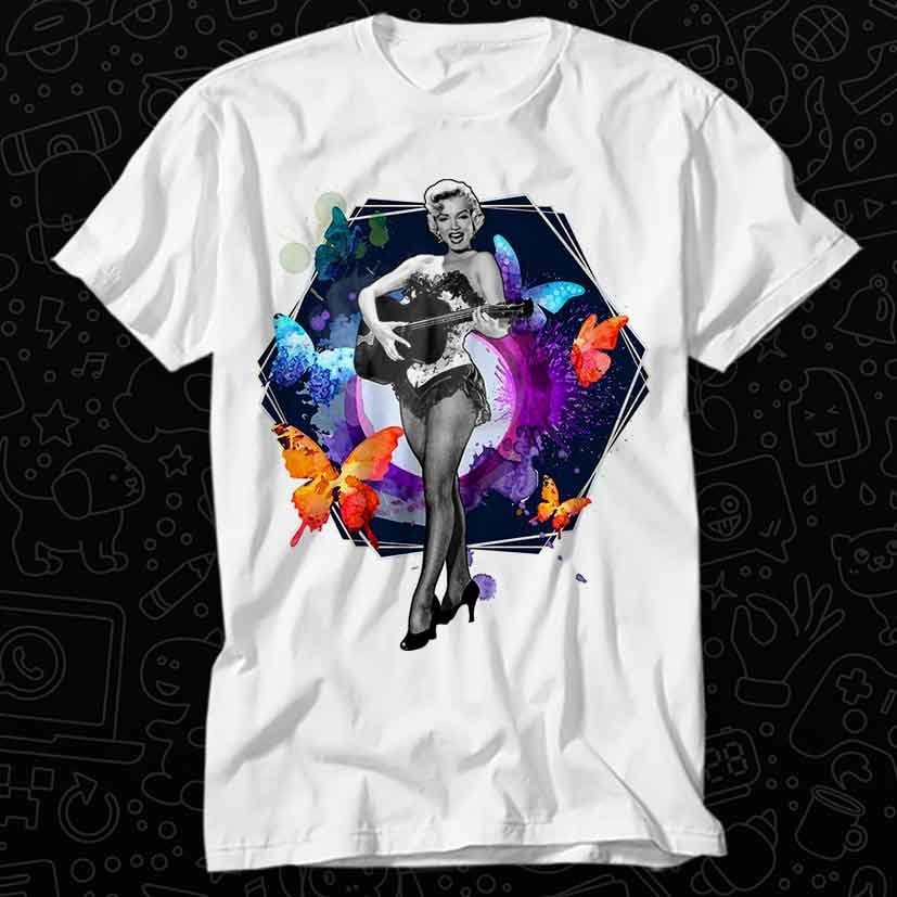 Marilyn Monroe Schmetterling Mit Gitarre T-Shirt Geschenk Für Damen Herren Unisex Top Erwachsene Vintage Musik Bester Film Oz157 Marilyn Monroe Schmetterling Mit Gitarre T-Shirt Geschenk Für Damen Herren Unisex Top Erwachsene Vintage Musik Bester Film Oz157 von Teewingo