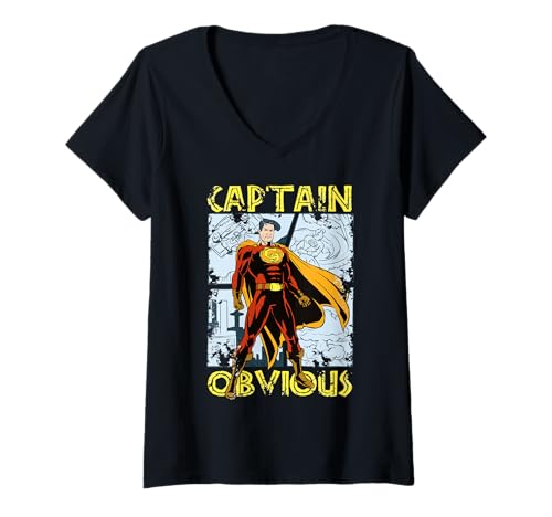 Damen Captain Obvious - Lustiges Retro Comic Style Superhelden Design T-Shirt mit V-Ausschnitt Damen Captain Obvious - Lustiges Retro Comic Style Superhelden Design T-Shirt mit V-Ausschnitt von Teezinga