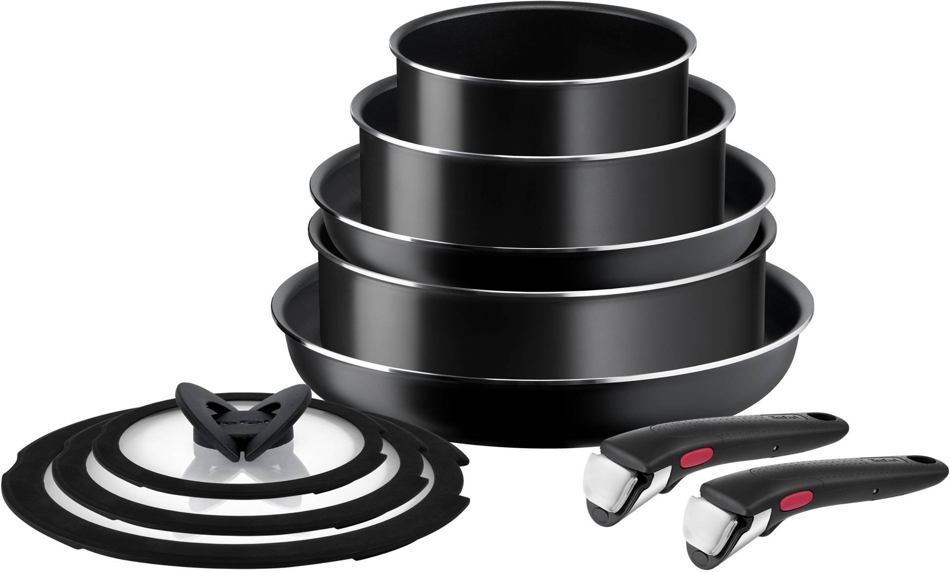 Tefal Pfannen-Set "Ingenio Easy Cook & Clean On" Aluminium Set, 10 Stk. tlg. abnehmbarer Griff, Antihaftversiegelung, Thermo-Signal, made in France von Tefal
