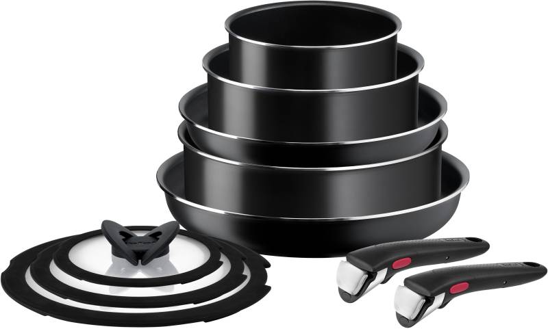 Tefal Pfannen-Set "Ingenio Easy Cook & Clean On" Aluminium Set, 10 Stk. tlg. abnehmbarer Griff, Antihaftversiegelung, Thermo-Signal, made in France von Tefal