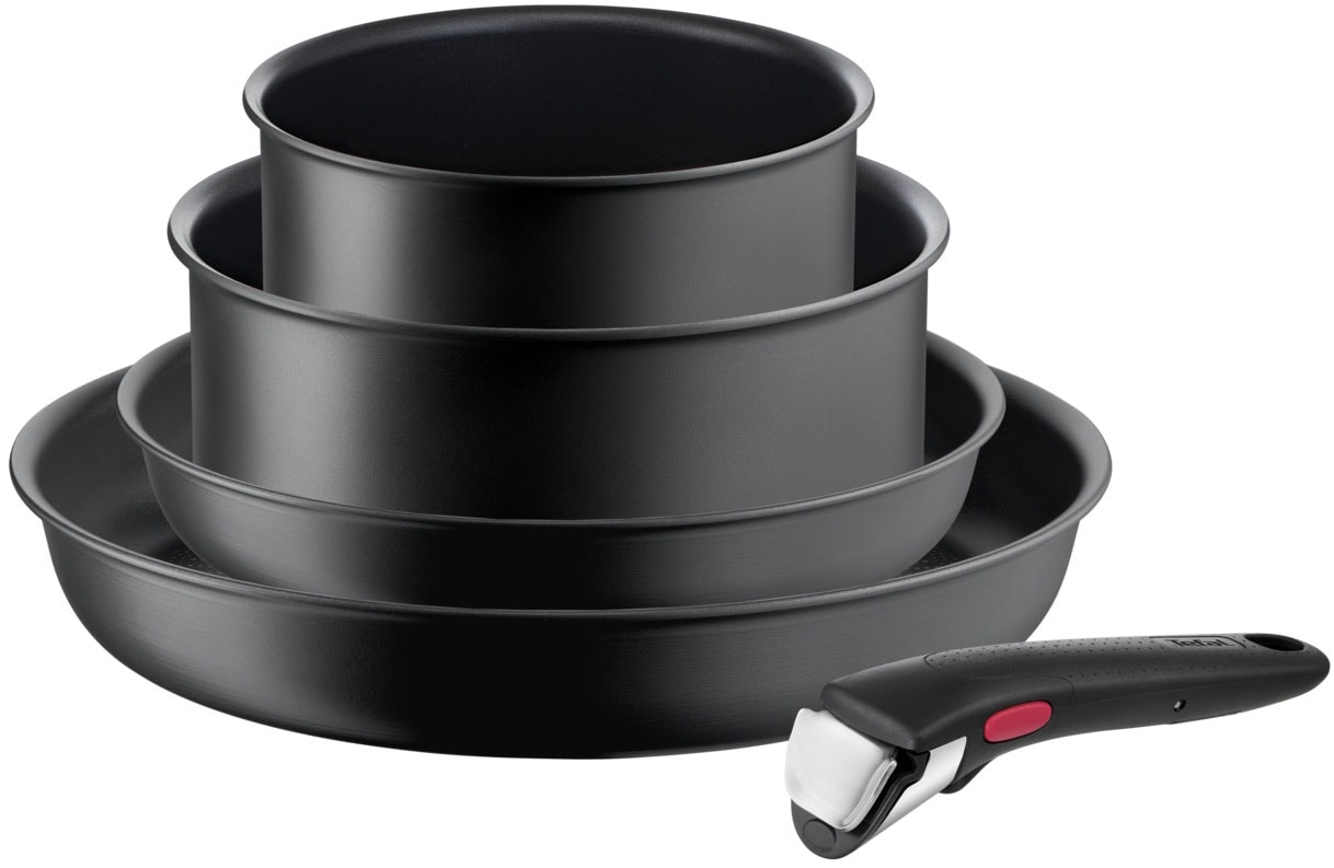 Tefal Topf-Set "Ingenio Ultimate, Topf und Pfannenset abnehmbarer Griff, stapelbar" Set, 2x Kasserollen Ø 16/20 cm, 2x Pannen Ø 22/28 cm, 1x abnehmbarer Griff, 5 Stk. tlg. Aluminium von Tefal