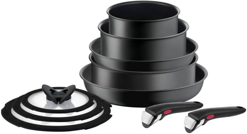Tefal Topf-Set "L76491 Ingenio Ultimate, Topfset Induktion, Antihaftversiegelung" Set, Stielkasserolle 16/20 cm, Schmorkasserolle 24 cm, Bratpfanne 24/28 cm, 10 Stk. tlg. Aluminium von Tefal