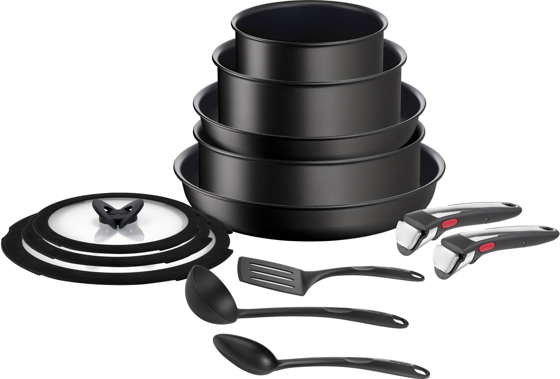 Tefal Topf-Set "Ingenio Unlimited On", Aluminium, (Set, 13 tlg., Kasserolle 16/20/24 cm, Bratpfanne 24/28 cm, 3 Deckel, Küchenhelfer) von Tefal