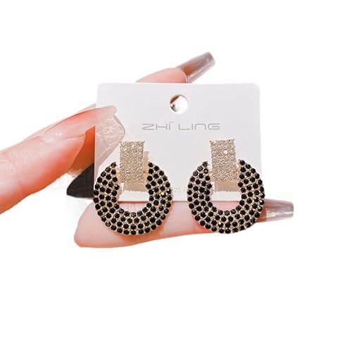 1 Paar Luxus Strass kreisförmige geometrische Ohrringe für Frauen Mädchen kreative elegante High-End-Ohrringe Party Schmuck Geschenke von Tefexer