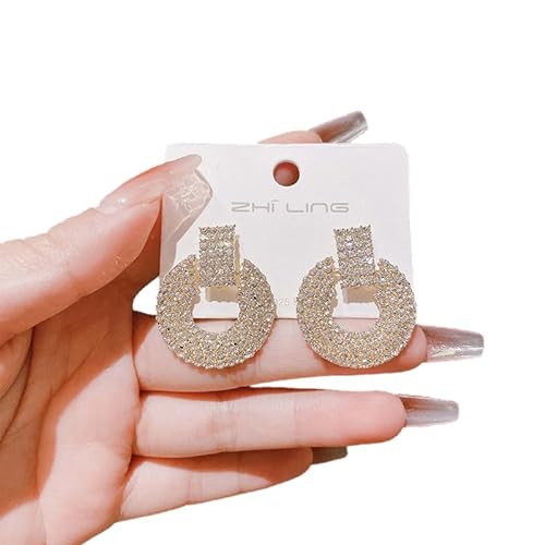 1 Paar Luxus Strass kreisförmige geometrische Ohrringe für Frauen Mädchen kreative elegante High-End-Ohrringe Party Schmuck Geschenke von Tefexer