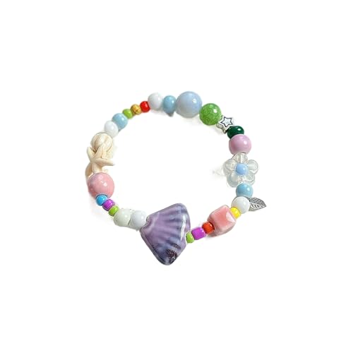 Buntes Keramik-Armband mit Seestern-Perlen für Damen, Boho-Fischperlen, geflochtene Seilkette, Strand-Party-Schmuck, 1.0*1.0*1.0 von Tefexer