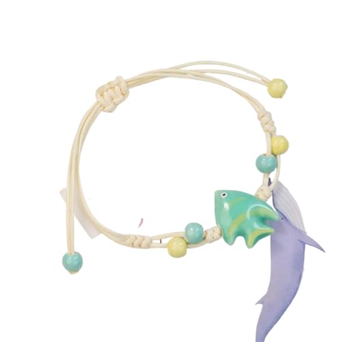 Buntes Keramik-Armband mit Seestern-Perlen für Damen, Boho-Fischperlen, geflochtene Seilkette, Strand-Party-Schmuck von Tefexer