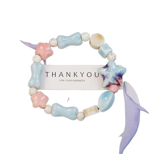Buntes Keramik-Armband mit Seestern-Perlen für Damen, Boho-Fischperlen, geflochtene Seilkette, Strand-Party-Schmuck Buntes Keramik-Armband mit Seestern-Perlen für Damen, Boho-Fischperlen, geflochtene Seilkette, Strand-Party-Schmuck von Tefexer