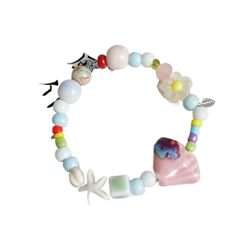 Buntes Keramik-Armband mit Seestern-Perlen für Damen, Boho-Fischperlen, geflochtene Seilkette, Strand-Party-Schmuck Buntes Keramik-Armband mit Seestern-Perlen für Damen, Boho-Fischperlen, geflochtene Seilkette, Strand-Party-Schmuck von Tefexer