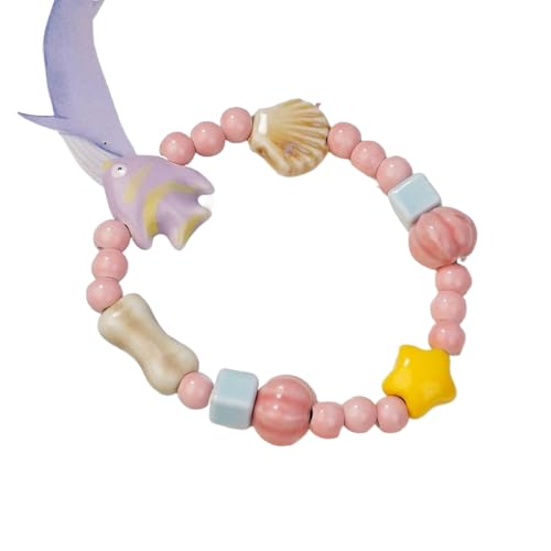 Buntes Keramik-Armband mit Seestern-Perlen für Damen, Boho-Fischperlen, geflochtene Seilkette, Strand-Party-Schmuck Buntes Keramik-Armband mit Seestern-Perlen für Damen, Boho-Fischperlen, geflochtene Seilkette, Strand-Party-Schmuck von Tefexer