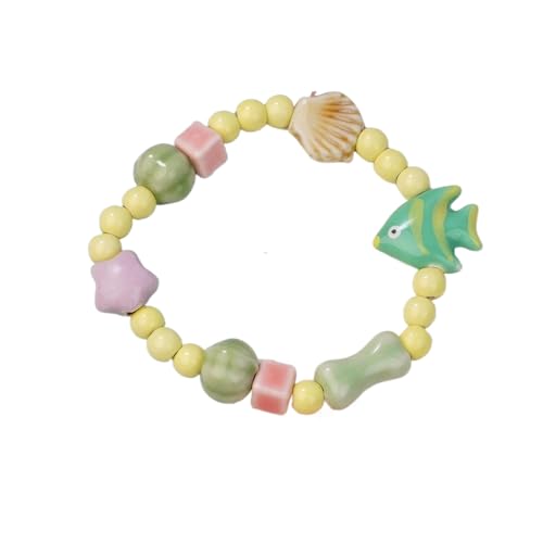 Buntes Keramik-Armband mit Seestern-Perlen für Damen, Boho-Fischperlen, geflochtene Seilkette, Strand-Party-Schmuck Buntes Keramik-Armband mit Seestern-Perlen für Damen, Boho-Fischperlen, geflochtene Seilkette, Strand-Party-Schmuck von Tefexer
