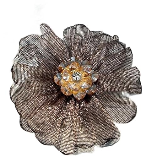 Exklusive 9 cm lange Blumen-Brosche mit Nieten und Strasssteinen für Party und Hochzeit; idealer modischer Damen-Schmuck-Anstecknadel, black 02, einfach von Tefexer