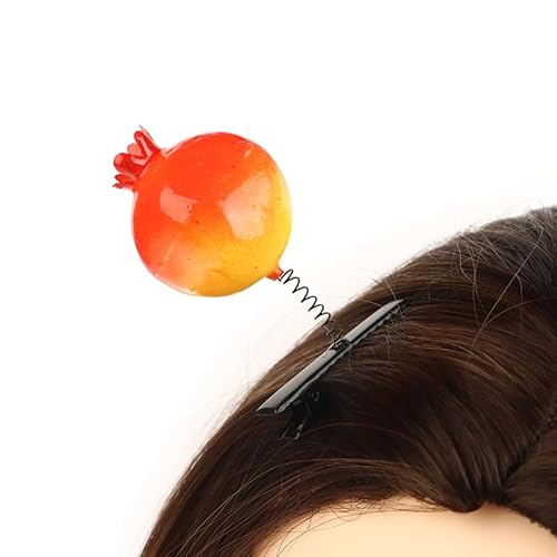 Haarspangen mit Granatapfelkirsche, Orange und Erdbeere im 4-teiligen Set von Tefexer
