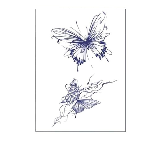 Realistische Schmetterlings vegetation Temporäres Tattoo für Mädchen, wasserdichte lang anhaltende wasch bare gefälschte Tattoos Aufkleber für Arm Schulter Brust & Rücken von Tefexer