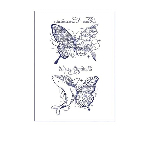 Realistische Schmetterlings vegetation Temporäres Tattoo für Mädchen, wasserdichte lang anhaltende wasch bare gefälschte Tattoos Aufkleber für Arm Schulter Brust & Rücken von Tefexer