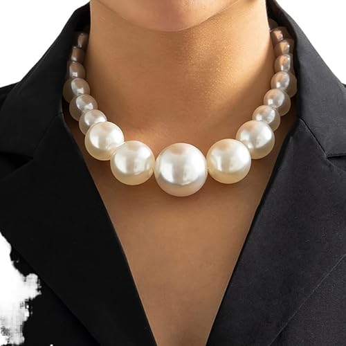 Tefexer Dramatisches Faux Pearl Choker Halskette Set für glamouröse Braut Damen Hochzeits schmuck, Perlen armbänder und Ohrringe von Tefexer