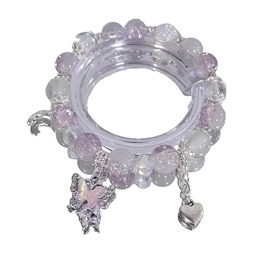 Tefexer Exquisite Schmetterlings-Charme-Armband in Rosa und Lila; Ideal für Mädchen und Frauen; Glücks schmuck von Tefexer