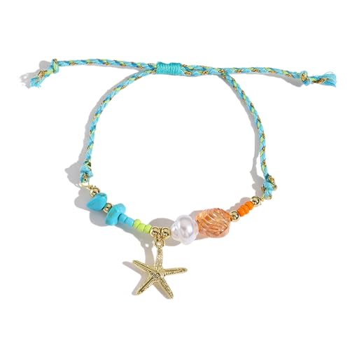Tefexer Sea Series Muschel Seestern Halskette Verstellbare Keramik Böhmische Muschelperlen Halskette Ornamente High-End, 1.0*1.0*1.0 von Tefexer