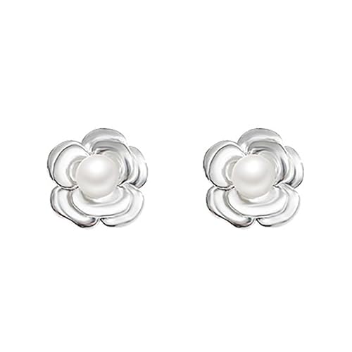 Weiße Vintage Camellia Perle Ohr stecker für Frauen mit einem kleinen Duft einzigartige Ohrringe von Tefexer
