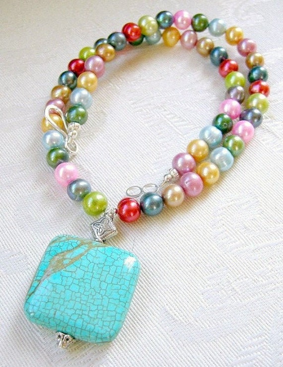 Sedona - Perle Und Türkis Halskette, Einzigartige Handgemachte Geschenk Zum Geburtstag, Mama, Beste Freundin Sedona - Perle Und Türkis Halskette, Einzigartige Handgemachte Geschenk Zum Geburtstag, Mama, Beste Freundin von Tefi