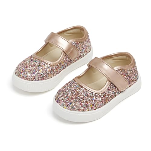 Tegeek Glitzernde Turnschuhe für Mädchen von 3–12 Jahren, bequeme Passform, lässige Prinzessinnen-Schuhe, TS04-sparkle Multicolor, 5 Toddler von Tegeek