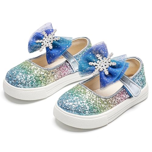 Tegeek Glitzernde Turnschuhe für Mädchen von 3–12 Jahren, bequeme Passform, lässige Prinzessinnen-Schuhe, TS15-Blau, 27.5 EU von Tegeek