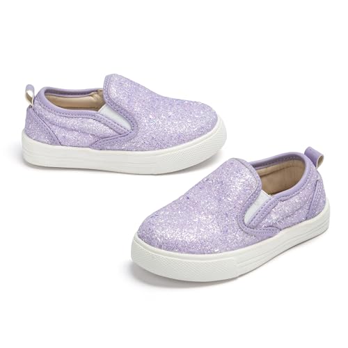 Tegeek Glitzernde Turnschuhe für Mädchen von 3–12 Jahren, bequeme Passform, lässige Prinzessinnen-Schuhe, Ts01-Starlit Purple, 27.5 EU von Tegeek