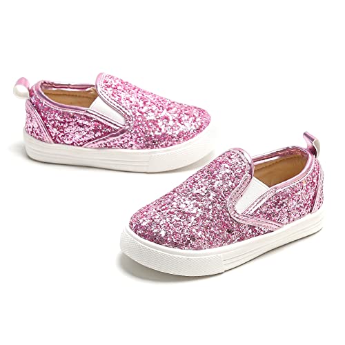 Tegeek Glitzernde Turnschuhe für Mädchen von 3–12 Jahren, bequeme Passform, lässige Prinzessinnen-Schuhe, Ts01-glitzerndes Rosa, 12 Little Kid von Tegeek