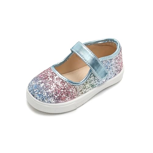 Tegeek Glitzernde Turnschuhe für Mädchen von 3–12 Jahren, bequeme Passform, lässige Prinzessinnen-Schuhe, Ts04-Sternblau, 1 Little Kid von Tegeek