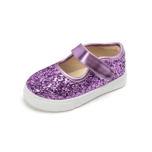 Tegeek Glitzernde Turnschuhe für Mädchen von 3–12 Jahren, bequeme Passform, lässige Prinzessinnen-Schuhe, Ts04-flashy Purple, 23.5 EU von Tegeek
