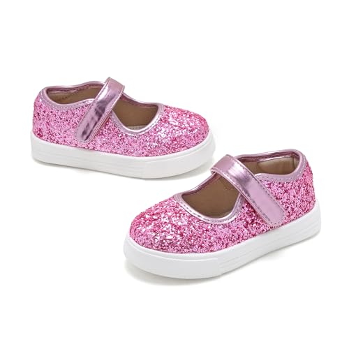 Tegeek Glitzernde Turnschuhe für Mädchen von 3–12 Jahren, bequeme Passform, lässige Prinzessinnen-Schuhe, Ts04-twinkling Pink, 11 Little Kid von Tegeek