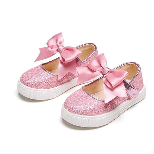 Tegeek Glitzernde Turnschuhe für Mädchen von 3–12 Jahren, bequeme Passform, lässige Prinzessinnen-Schuhe, Ts08-glitzerndes Rosa, 25 EU von Tegeek