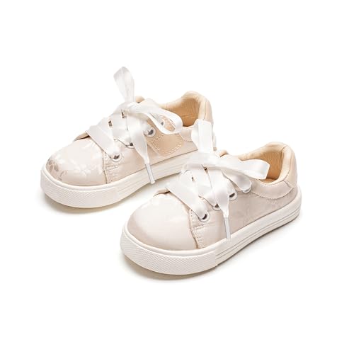Tegeek Glitzernde Turnschuhe für Mädchen von 3–12 Jahren, bequeme Passform, lässige Prinzessinnen-Schuhe, Ts11-creamy apricot, 22.5 EU von Tegeek