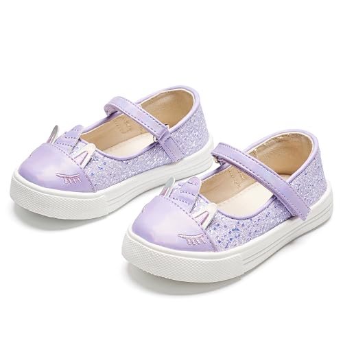 Tegeek Glitzernde Turnschuhe für Mädchen von 3–12 Jahren, bequeme Passform, lässige Prinzessinnen-Schuhe, Ts14-pixie Purple, 25 EU von Tegeek