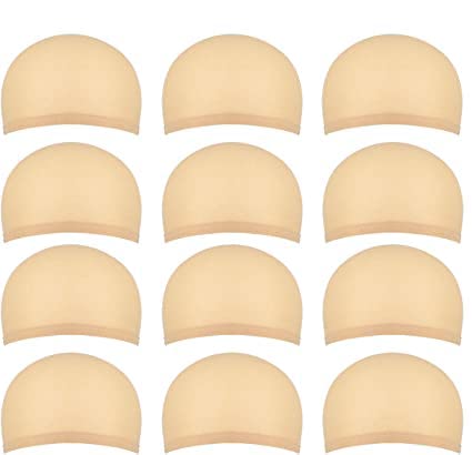 12 Stück Haarnetz für Perücken für Frauen und Männer, Nylon Perückenkappen aus Dehnbarem und Dünnem Strumpfstoff, geschlossenem Ende, Einheitsgröße (naturbeige) von Tegrace