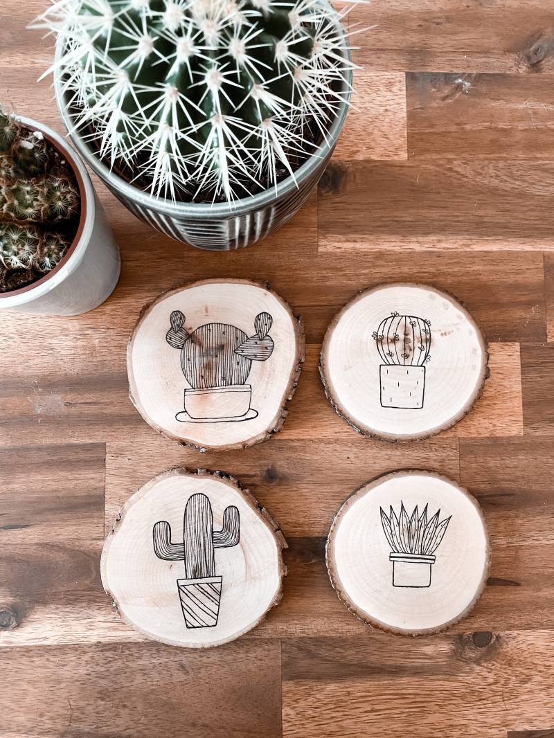 Rustikale Untersetzer - Kaktus von TekkaArtDesign