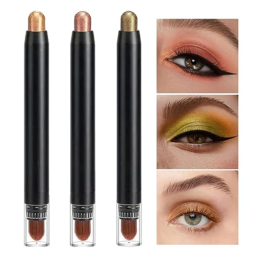 Creme-Lidschattenstift,3 Stück schimmernder Lidschattenstift | Wasserfestes, neutrales Lidschattenstift-Make-up, cremefarbener Lidschatten-Stiftstift Teksome von Teksome