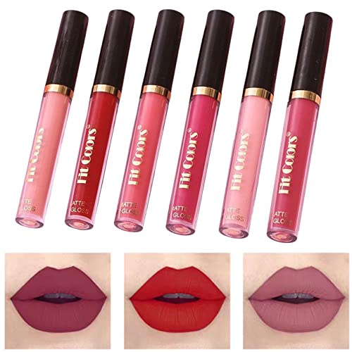 Flüssiger Lippenstift | 6 Stück feuchtigkeitsspendender Lipgloss - Langlebiges, wasserfestes, pigmentiertes Lippen-Make-up-Geschenkset für Mädchen und Frauen Teksome von Teksome