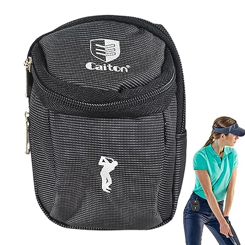 Golfball-Halter, tragbar, schwarz, mit Reißverschluss, Golfball-Hüfttasche für Herren, Damen, Kinder, Golfwagen-Zubehör für Golfschlägerball, Golf-Aufbewahrungs-Organizer Teksome von Teksome