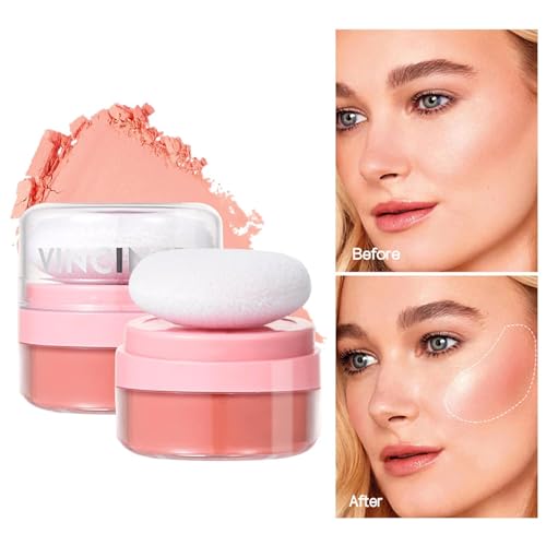 Kissen-Rouge, Make-up-Rouge für das Gesicht, Wangen-Luftkissen-Rouge, leichtes, weiches Puder-Rouge, hochpigmentiertes, langlebiges, wasserfestes rosafarbenes Gesichts-Make-up Teksome von Teksome