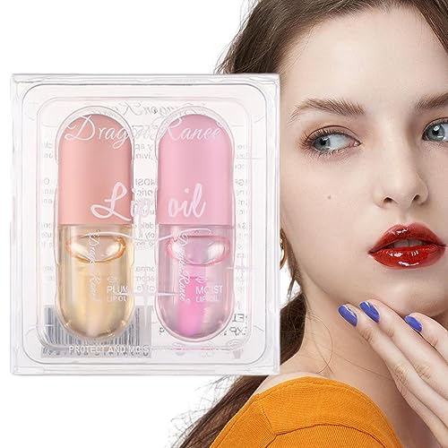 Lip Plumper Gloss - 2 Stück Antihaft-Feuchtigkeits-Lippenöl Transparent - Feuchtigkeitsspendender Lip Plumper, Essence Lip Gloss, langanhaltende Lippenpflege für Mädchen mit dünnen Lippen Teksome von Teksome