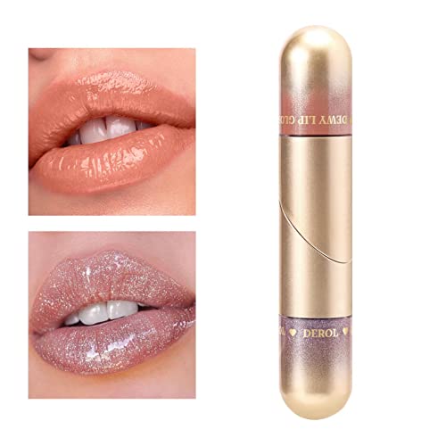 Lipgloss,Schimmerndes 2-in-1-Make-up-Set mit flüssigem Lippenstift | Wasserdichter Antihaft-Becher, nicht verblassender flüssiger Lipgloss für Mädchen Teksome von Teksome