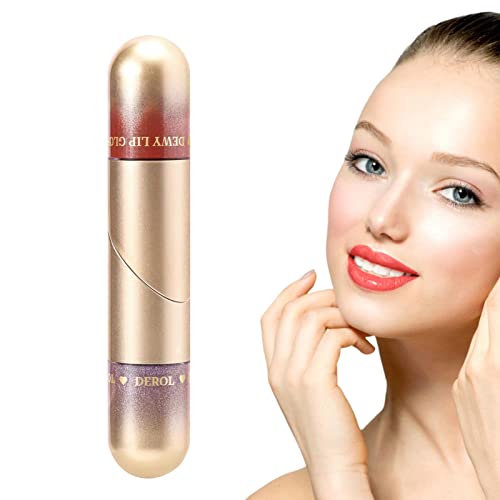 Lipgloss | 2-in-1 langanhaltender flüssiger Glanz-Lippenstift,Antihaft-Becher, nicht verblassendes, wasserdichtes Lipgloss-Lippenstift-Make-up-Set für Mädchen und Frauen Teksome von Teksome