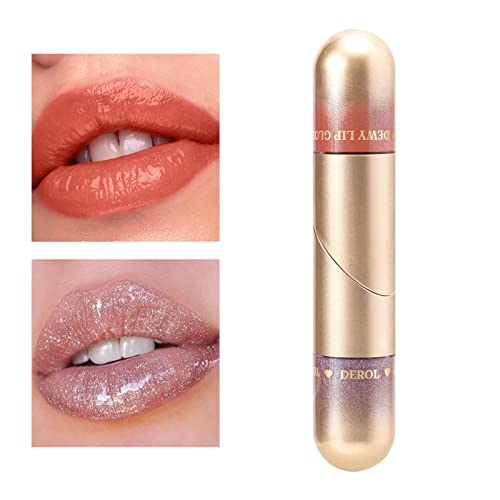 Lipgloss | Flüssiger, langlebiger 2-in-1-Lippenstift - Antihaft-Becher, nicht verblassendes, wasserdichtes Lipgloss-Lippenstift-Make-up-Set für Mädchen und Frauen Teksome von Teksome