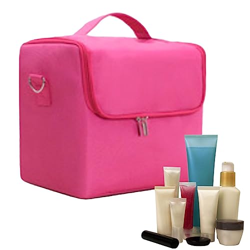 Make-up-Organizer-Box, große Make-up-Tasche, Reise-Etui, Organizer, multifunktionaler Make-up-Organizer, große Kapazität für Make-up-Künstler, Freundin Teksome, hot pink, 1 von Teksome