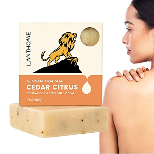 Natürliche Zedernseife - Cedar Citrus Herren Naturseife,100 g Stück Reiniger für Körper, Gesicht und Rasur Extra Körper- und Gesichtsreiniger Mehr Feuchtigkeit spendende Stückseife zur Teksome von Teksome