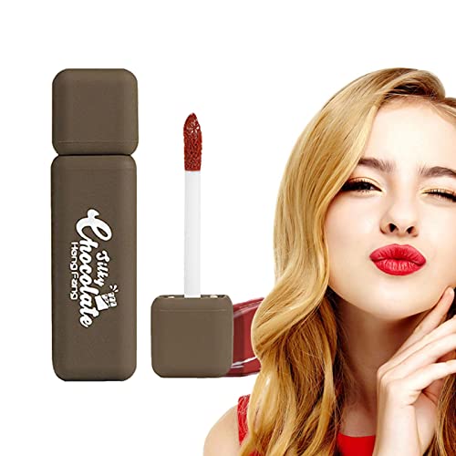 Schokoladenmatter Lippenstift, Langanhaltend feuchtigkeitsspendende, matte Lippenglasur, Stilvoller Nude Rich Chocolate Hydrating Lip Glaze für Mädchen, Teenager und Frauen mit trockenen Teksome von Teksome