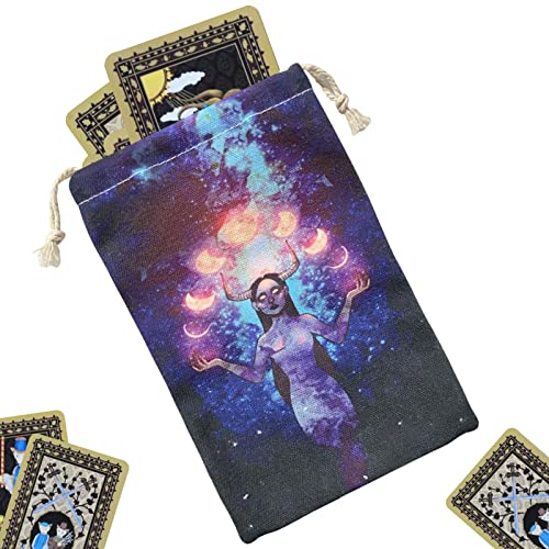 Teksome 2 Stück Würfelbeutel mit Kordelzug, Schmuckbeutel, Aufbewahrungstasche für Tarotkarten, Stoffbeutel, Runenbeutel, Organizer, Handgeschenktüten für Tarotkarten, Kristallsteine, Geschenke für von Teksome