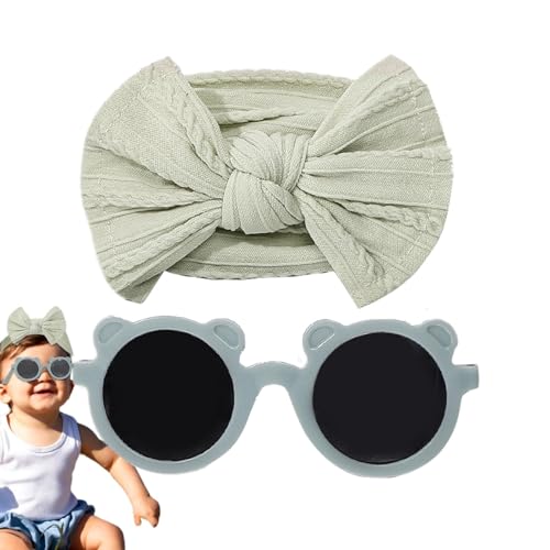 Teksome Baby-Stirnbänder mit Schleifen, Baby-Stirnbänder für Mädchen mit Schleifen - Stirnbänder und Sonnenbrillen für Neugeborene - Weiche Nylon-Baby-Stirnbänder mit Sonnenbrille, von Teksome